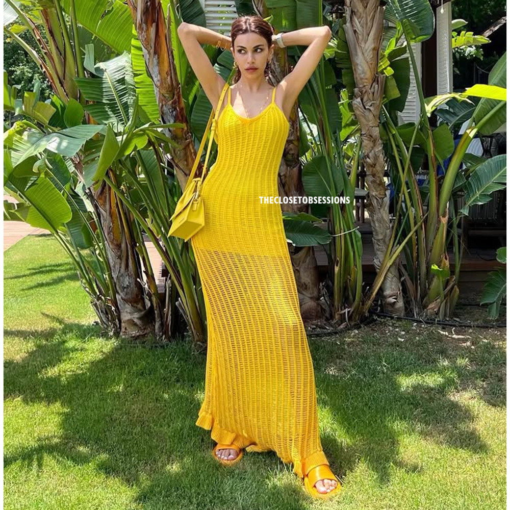 Mango x Simon Miller NWT Yellow Knit Maxi Dress 6 - Picture 14 of 16